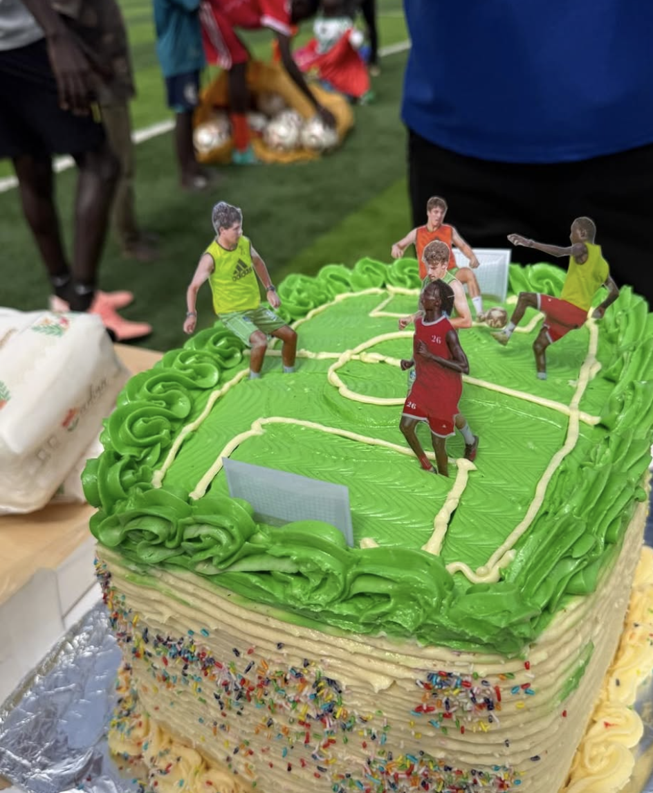 Soccer field celebration cake