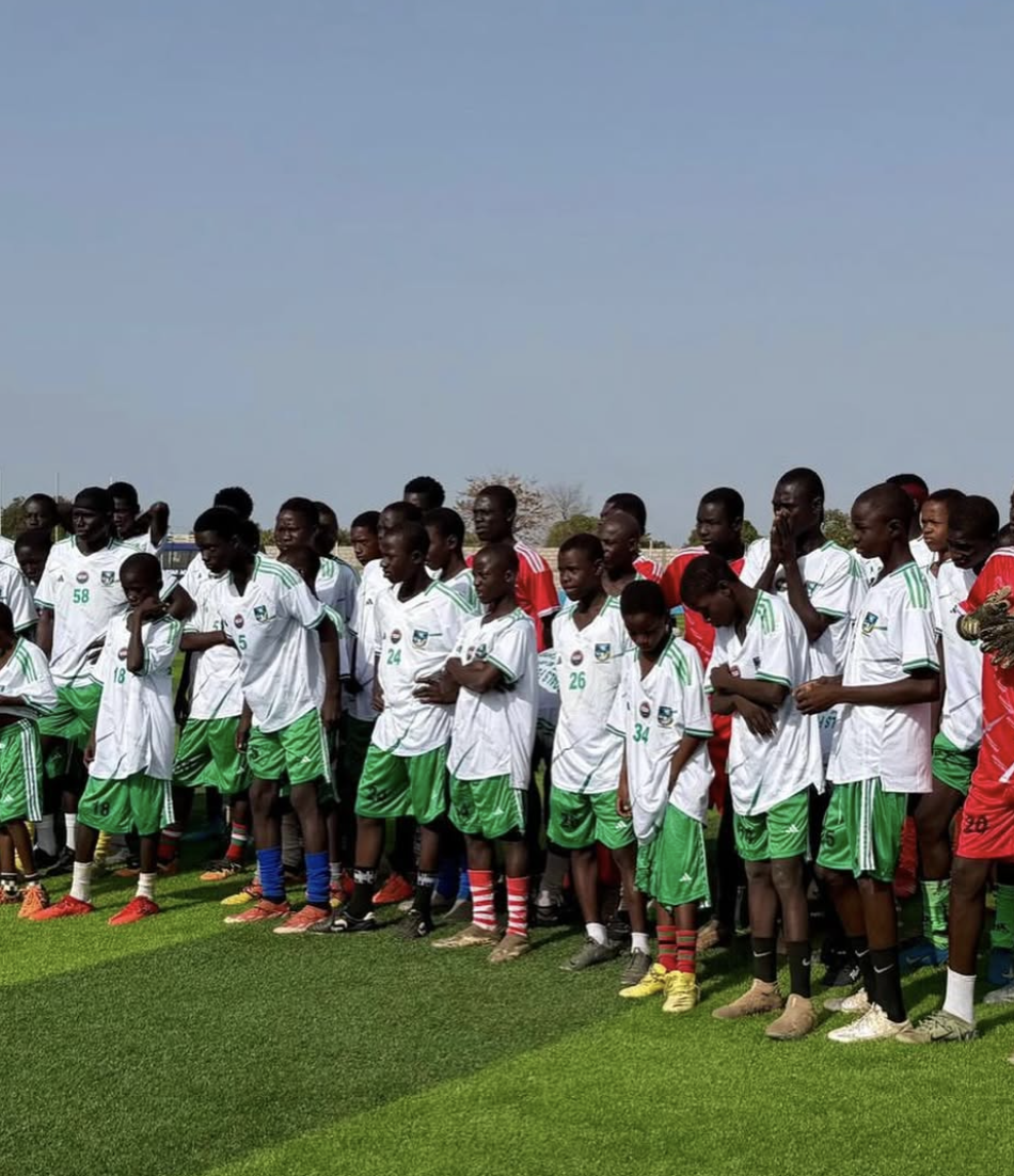 Camp players lined up in formation